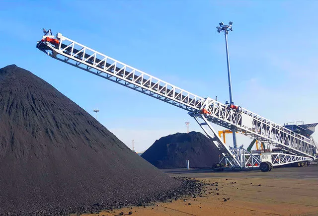 radial telescopic stacker for coal stockpiling